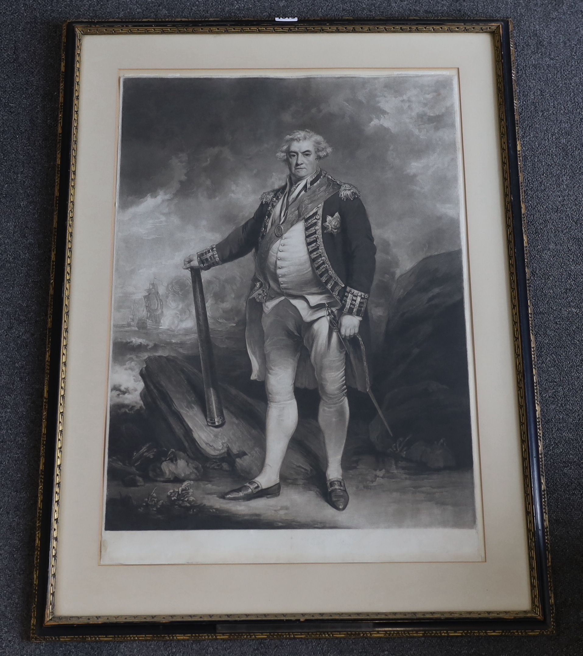 James Ward after John Hoppner, mezzotint, 'Portrait of Admiral of the Fleet Adam Duncan, 1st Viscount Duncan (1731-1804)', visible sheet 67.5 x 47cm